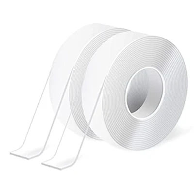 Imagen de Art3d cinta adhesiva nano de doble cara (2 rollos 305 cm), espuma transparente multiusos para alfombras, pegar artículos, marcos fotos, montaje pared manualidades