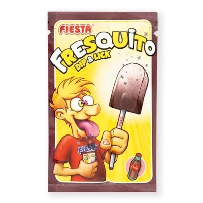 Imagen de FIESTA Fresquito Caramelo con Palo en Sobre Polvo Acidulado Sabor Cola Caja de 40 unidades