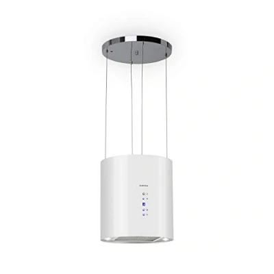 Imagen de Klarstein Barett Campana extractora aislada, Ø 35cm, Potencia de 190 W, Ventilación máxima 590 m3/h, 3 niveles potencia, CEE B, Iluminación LED, Acero inoxidable cepillado, Blanco
