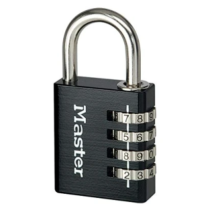 Imagen de Master Lock 7640EURDBLK Candado con combinación Personalizable y Cuerpo de Aluminio, Negro, 40 mm