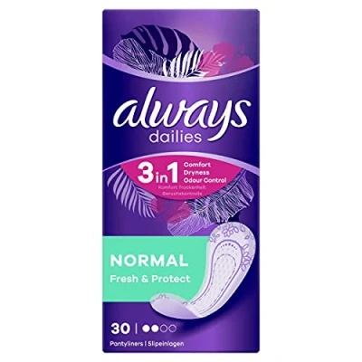 Imagen de Always Dailies Normal Fresh &amp; Protect x30, transpirables, flexibles y cómodos con núcleo absorbente