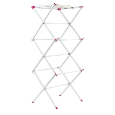 Imagen de Kleeneze KL078834EU7 Airador de Ropa Tres Niveles, 7M Espacios Secado, Extensible, fácilmente Plegable, Secadora lavandería, 72 x 43 104 cm, Rosa/Blanco