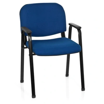 Imagen de hjh OFFICE 704341 Silla de Visita XT 650 Tela Azul Conferencia tapizada con reposabrazos, apilable