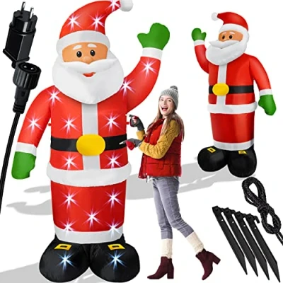 Imagen de KESSER® Papá Noel Inflable XL de 250 cm con iluminación led y Material fijación Incluido, Figura decoración Navidad, soplador silencioso, Resistencia a la Intemperie IP44