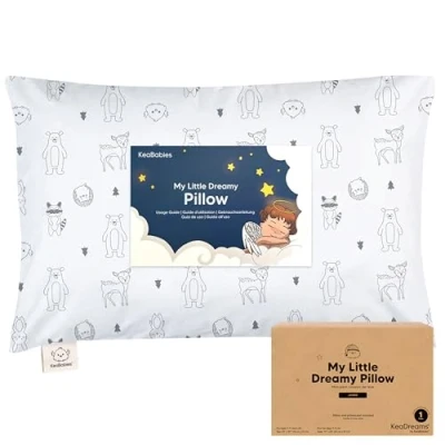 Imagen de Almohada para Niños Pequeños con Funda de Almohada, Jumbo Almohadas Algodón Orgánico Suave Dormir Lavable a Máquina Pequeños, Niños, Niñas (KeaFriends)