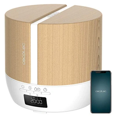 Imagen de Cecotec Difusor de aromas PureAroma 550 Connected White Woody. Capacidad 500ml, Pantalla LED, Altavoz, Control por bluetooth, App, Temporizador 12h, 3 Modos funcionamiento, Cobertura 30m2