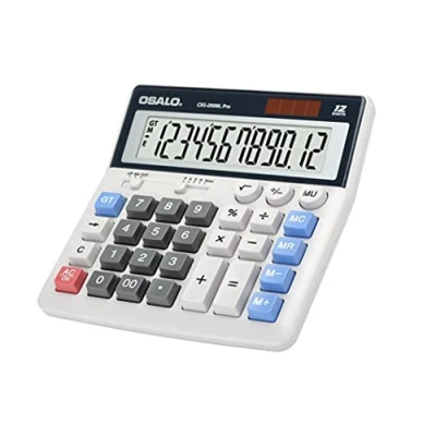 Imagen de OSALO Calculadora de Bolsillo Teclas Grandes Pantalla Extragrande Sobremesa 12 Dígitos Oficina (OS 200ML)
