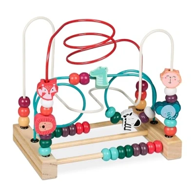 Imagen de Relaxdays Laberinto de Bolitas, Juego Motricidad Fina, Madera, Diseño C, Juguete Niños a Partir 1 Año, Multicolor, 21 x 22,5 14,5 cm