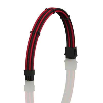 Imagen de LINKUP AVA 30cm 8 Pines (4+4) CPU ATX Placa Base PSU Fuente de Alimentación Cable Extensión PC Personalizado con Mangas Trenzadas Peines┃Un Solo Paquete┃300mm Rojo Negro