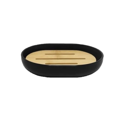 Imagen de Douceur d&#039;Intérieur Smart Jabonera, 12,2 x 9,3 2,5 cm, negra, poliestireno y bambú