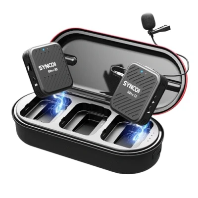 Imagen de SYNCO G1(A1) Pro Lavalier Micrófono Inalámbrico de 2,4 GHz, Sistema Mcrófono Inalámbricopara Réflex con Monitorización Audio para Cámara DSLR Smartphone