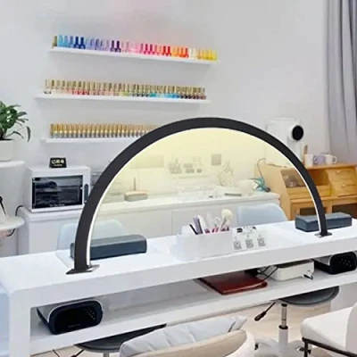 Imagen de OXFUZZ LáMpara De Escritorio UñAs Media Luna,LáMpara Belleza Luna Regulable Continua 30 W 3000‑6000k Brillo Ajustable Tres Colores,LáMpara Medio Anillo,Black2
