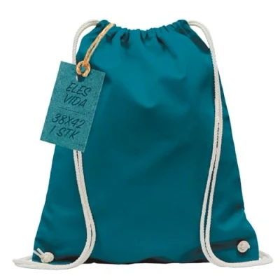 Imagen de ELES VIDA Bolsa de Deporte algodón, Certificado Oeko Tex, Cuerdas, Gimnasia (petróleo, 38x42cm)