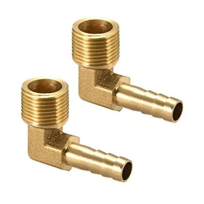 Imagen de conector de púas BE TOOL 1/4 &quot;x 8 mm, codo 90 grados latón BSP macho manguera para aire/combustible/agua (paquete 2)
