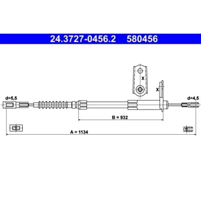 Imagen de ATE 24.3727 0456.2 Cable de Freno Mano 1134