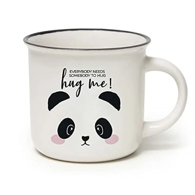 Imagen de Legami taza Cuppuccino de porcelana New Bone China, desayuno, café té lavable en lavavajillas, diámetro 10 cm, capacidad 350 ml, tema Panda