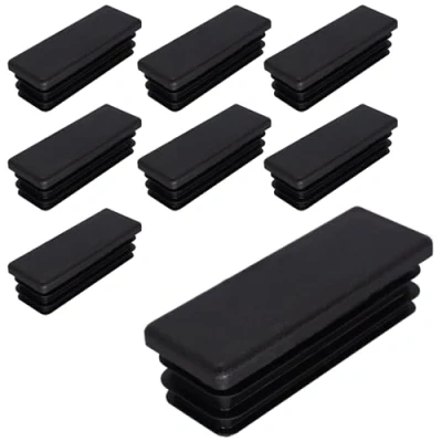 Imagen de SKIR&#039;CO 8 tapones rectangulares de plástico 25 x 80 mm, tapas tubo mate, insertos rectangulares, para postes valla, color negro RAL 9005