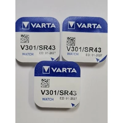 Imagen de VARTA Lote de 3 Pilas óxido plata para relojes V301 (SR43) 1,55 Voltios