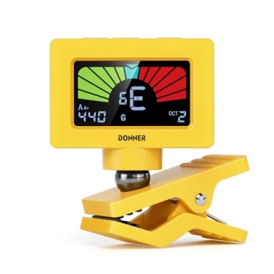 Imagen de Donner Afinador de Guitarra Magnético con Pantalla LCD a Color para Acústica/Eléctrica Ukelele Bajo Violín Banjo Afinación DT 10 Amarillo