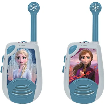 Imagen de Lexibook, Frozen, Walkie Talkies digitales, 2 km de alcance transmisión, función luz Morse, clip para el cinturón transporte, funciona con pilas, Azul, TW25FZ