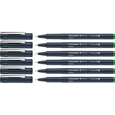 Imagen de Schneider Pictus Rotuladores de punta fina (grosor trazo 0,7 mm, revestimiento pigmento indeleble, revestida metal, carcasa 85% plástico reciclado), color verde