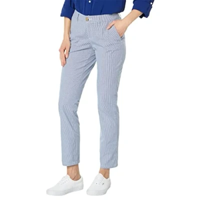 Imagen de Tommy Hilfiger Pantalón Chino Hampton para Mujer a Rayas Casual, Azul y blan, 8