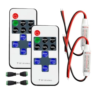 Imagen de 2 PCS DC 5V 24V 12A LED Controlador de Tira Control Remoto inalámbrico RF,Cinta Receptor Intensidad luz para SMD 5050 3528 2835 5630 Pines