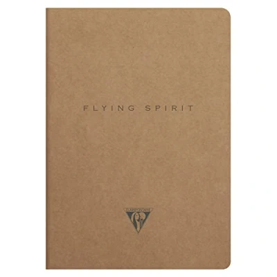 Imagen de Clairefontaine 103536C Un cuaderno de piqué cosido hilo Flying Spirit 96 páginas marfil 148 x 21 cm 90 g líneas tapa cartón marrón diseño aleatorio