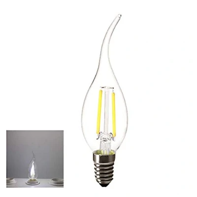 Imagen de Chao Zan 2W E14 LED Bombilla Filamento, 200 lúmenes 6000K Blanco frío, C35 casquillo edison luz cálida vela, AC 220V, No regulable, paquete de 1