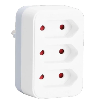 Imagen de Aigostar Adaptador Enchufes Europeos de T ocupa con 2 Tomas.Enchufe Pared.Con Protección Infantil,16A,250V,Blanco (1 Pieza, 3 Schuko, Blanco Gris)