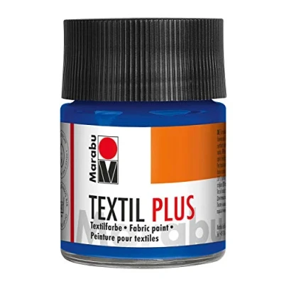 Imagen de Marabu Textil Plus Azul ultramarino Cobertura Completa para Telas oscuras, Adecuada Pintura impresión de Tela, después la fijación, Lavable hasta 40 C, Outremer Foncé, 50 ml (Pack of 1),