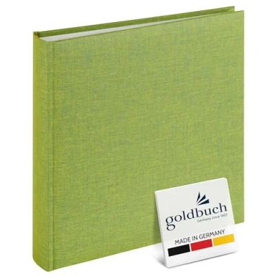 Imagen de goldbuch 2 Summertime Trend con 60 páginas Blancas, Libro Cubierta de Lino y pergamino, Fotos para Pegar 180 imágenes, álbum Recuerdos 25 x cm, Verde Claro, Papel