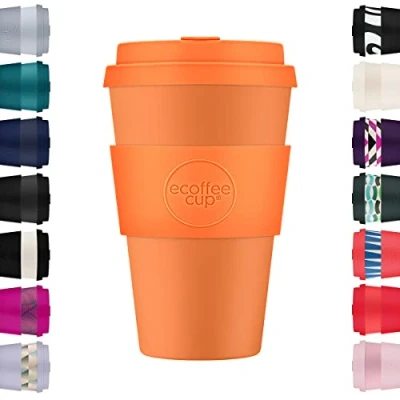 Imagen de 14oz 400ml Ecoffee Cup Reutilizable Eco Friendly 100% Plant Based Coffee with Silicone Lid &amp; Sleeve Melamine Free Travel Mug, Alhambra