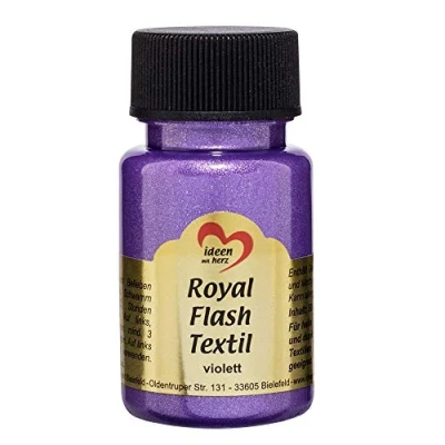 Imagen de Ideen mit Herz pintura textil metalizada Royal Flash Color Metálico de Alto Brillo Adecuado para tejidos y telas Claros Oscuros Camisetas, Bolsos, Ropa 50 ml (púrpura)