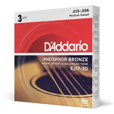 Imagen de D&#039;Addario EJ17 3D Juego de cuerdas para guitarra acústica fósforo/bronce, .013 .056