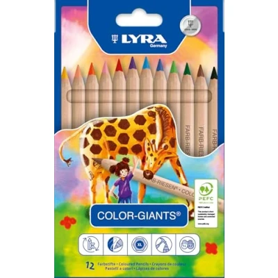 Imagen de LYRA Color Giants, Lápices de colores madera, hexagonal, grueso, natural, Estuche cartón, 12 surtidos