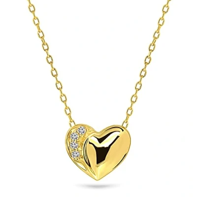 Imagen de MIORE Collar de diamante 0,02 quilates para mujer con colgante corazón y 4 diamantes Oro amarillo 9 quilates/375,