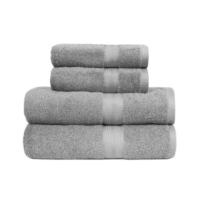 Imagen de Amazon Basics paquete de 4 Toallas baño resistentes a la decoloración para baño, 100 % algodón, suaves y absorbentes, 2 mano, Gris