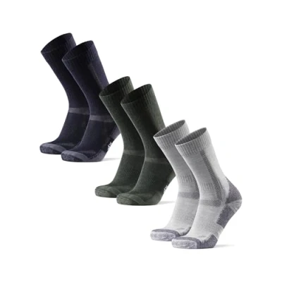Imagen de DANISH ENDURANCE Calcetines Antiampollas Senderismo, Lana Merino Transpirable, Hombre y Mujer, 3 Pack, Multicolor (1xVerde, 1xGris Claro, 1xAzul Marino), 35 38