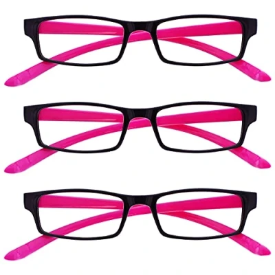 Imagen de The Reading Glasses Company La Compañía Gafas De Lectura Negro Neon Rosa Cuello Lectores Valor Pack 3 Mujeres Señoras RRR20 4 +1,50