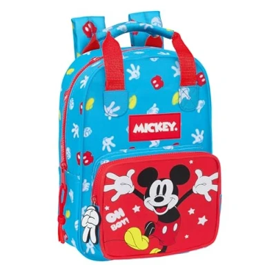 Imagen de Safta MICKEY MOUSE FANTASTIC Mochila Infantil, Adaptable con Asas, Tejido Reciclable, Ideal para Niños de Diferentes Edades, Cómoda y Versátil, Calidad Resistencia, 20x8x28 cm, Color Azul/Rojo