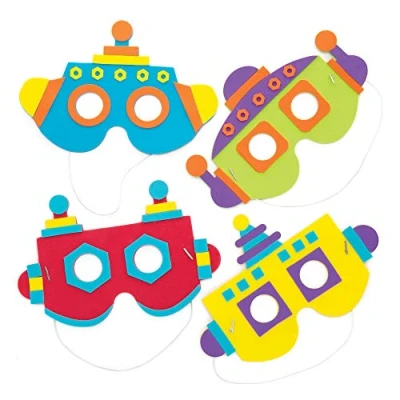 Imagen de Baker Ross Kits de caretas espuma robots (Pack 4) Manualidades infantiles variadas para llevar en fiestas o disfrazarse