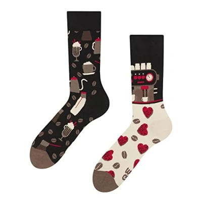 Imagen de Dedoles Calcetines Unisex Hombre Mujer y Niños Algodón muchos diseños divertidos diferente izquierda derecha, color: Negro, diseño: Tienda de café, tamaño: 39 42