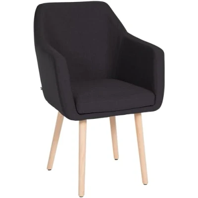 Imagen de CLP Silla De Salón Utrecht Acolchada &amp; Tapizada En Tela I Butaca Dormitorio Moderna con Base Madera I, Color:Negro, Color del Marco:Natura
