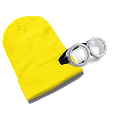 Imagen de MFAZ Morefaz Ltd gafas Minion, disfraz de Despicable Me, Adultos, gorra amarilla, gorro
