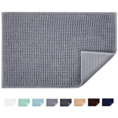 Imagen de JARITTO Alfombra de Baño Antideslizante Alfombrilla Absorbente Tapete del Piso Microfibra Chenilla Lavable a Máquina Suave para Salida la Ducha Inodoro Cocina 50 x 80 cm (Gris)