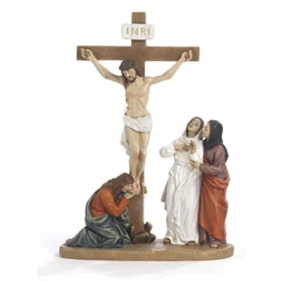 Imagen de PABEN Estatua de Pesebre Pascua Escena Via Crucis Grupo Crucifixión Jesús 23,7 cm Resina