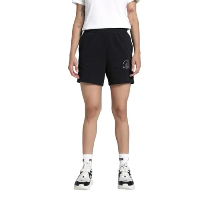 Imagen de Puma ESS Script Hochgeschnittene Shorts, Mujer, Talla: XL, Black