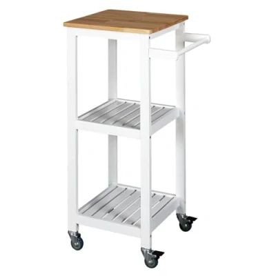 Imagen de HOME DECO FACTORY HD7106 Carro con Ruedas (37 x 45 84,5 cm), Color Blanco y Madera, 37 cm