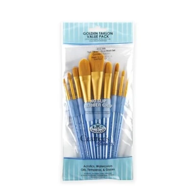 Imagen de Royal &amp; Langnickel Crafter&#039;s Choice Juego de pinceles fibra taklon (9 unidades, punta lengua gato y wash)